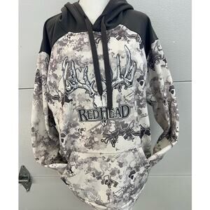 Mens RedHead Viper Deer Skull Camo L/S Hoodie Sz. L Gray/White